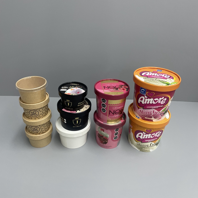 Customized Disposable Food grade Ice Cream Cups with lid for Ice cream and frozen yogurt