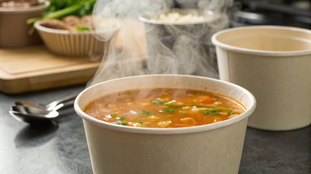 Can you put hot soup in disposable paper bowls?