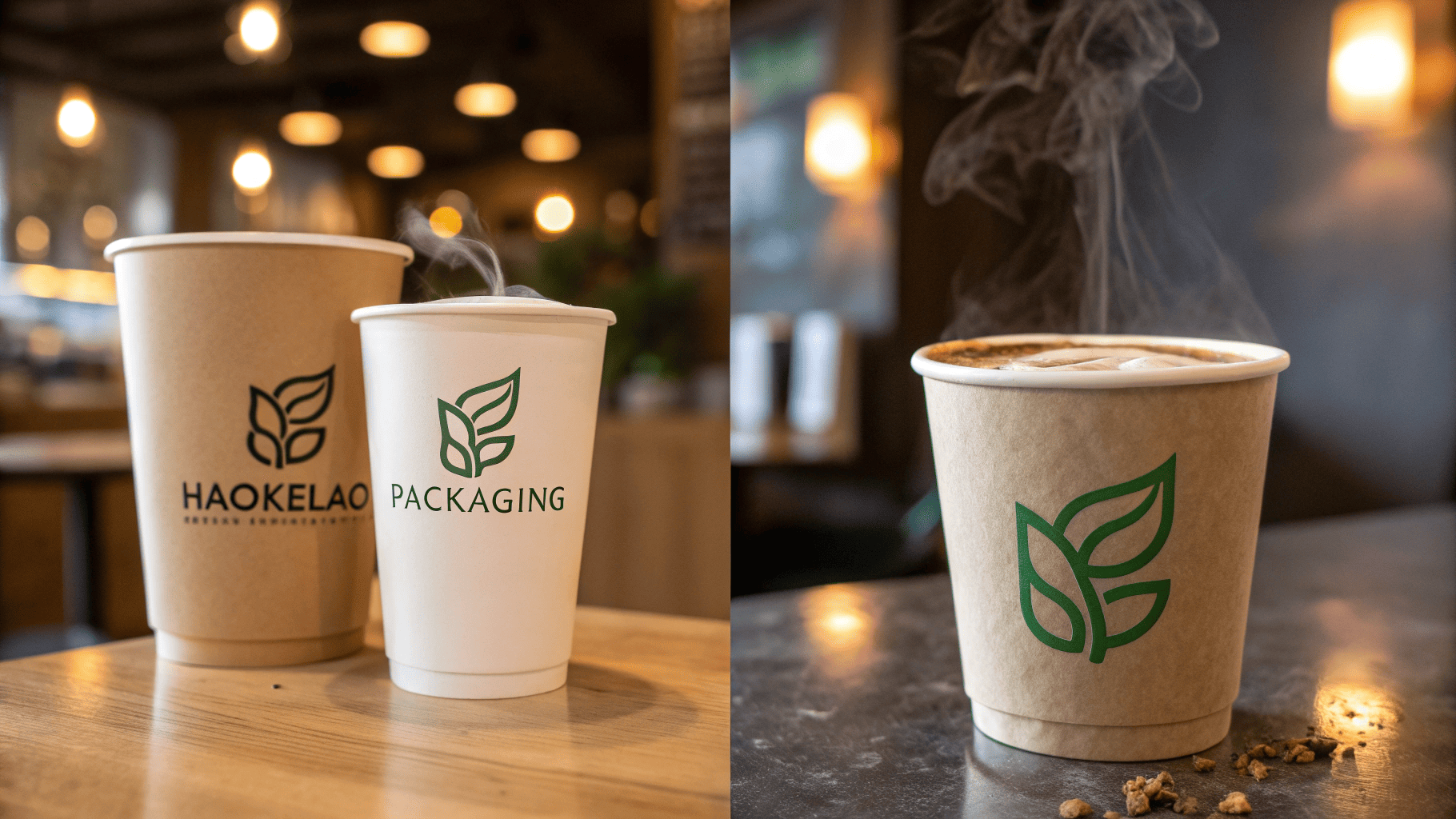 A flimsy paper cup leaking hot water, with a clear danger symbol.