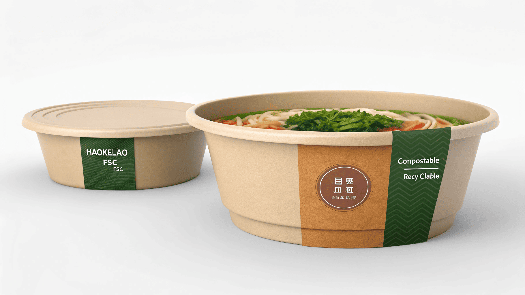 PE and PLA-lined certified paper soup bowls