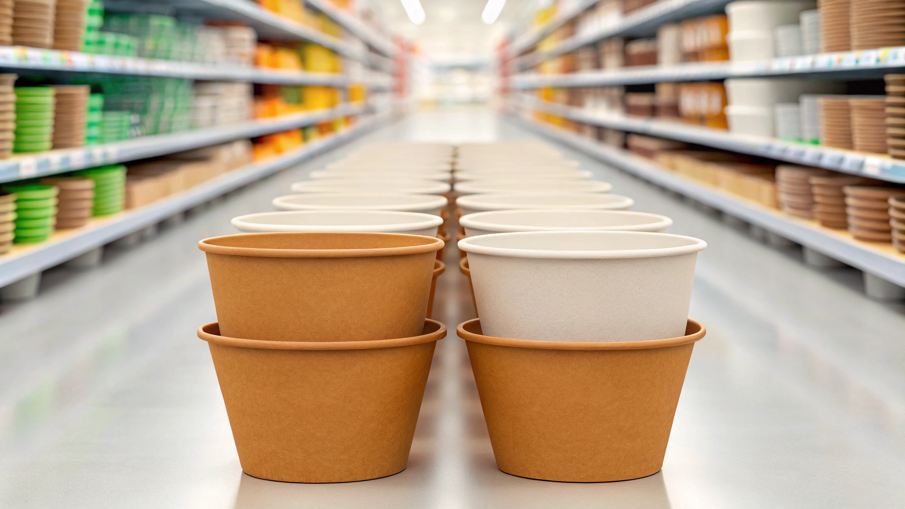 A close-up image showing the inside lining of a PE-coated paper bowl.