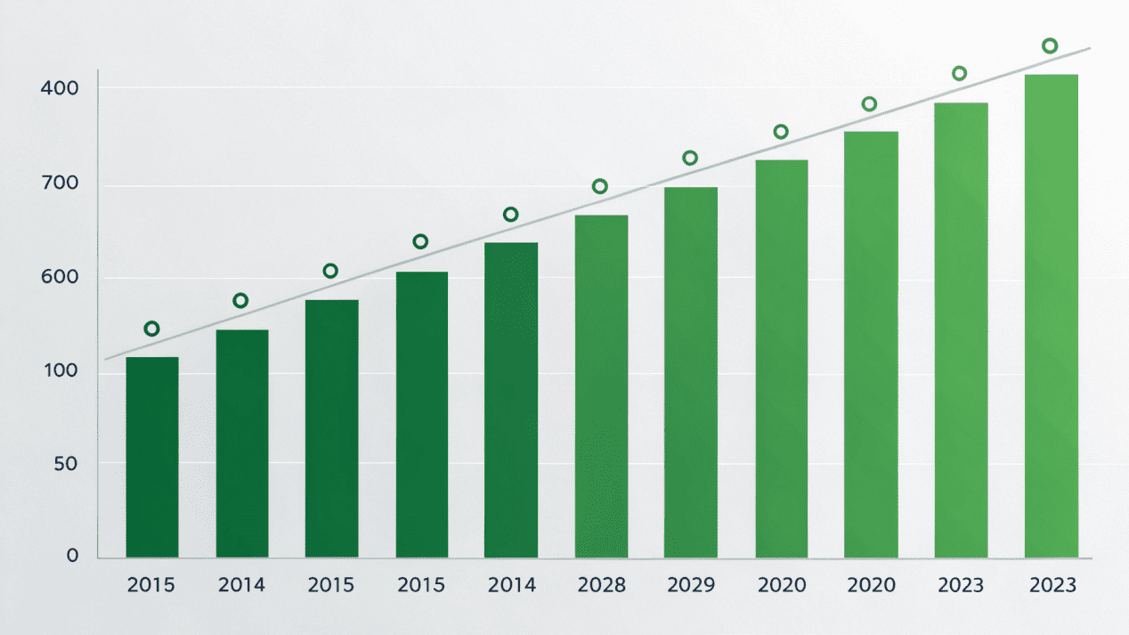 A dynamic bar chart showing the projected growth of the biodegradable packaging market from 2024 to 2028