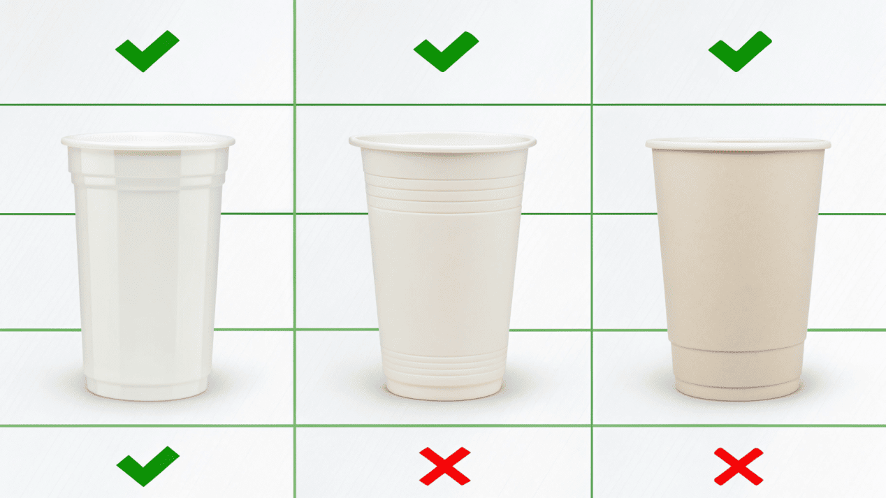 A comparison chart showing pros and cons of different cup materials