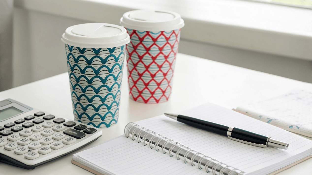 A calculator showing the cost per unit calculation for disposable cups