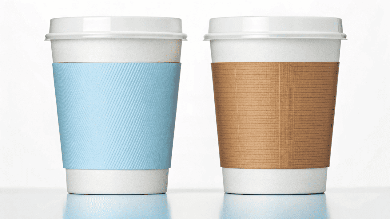 A cross-section diagram showing the layers of a single wall and a double wall cup