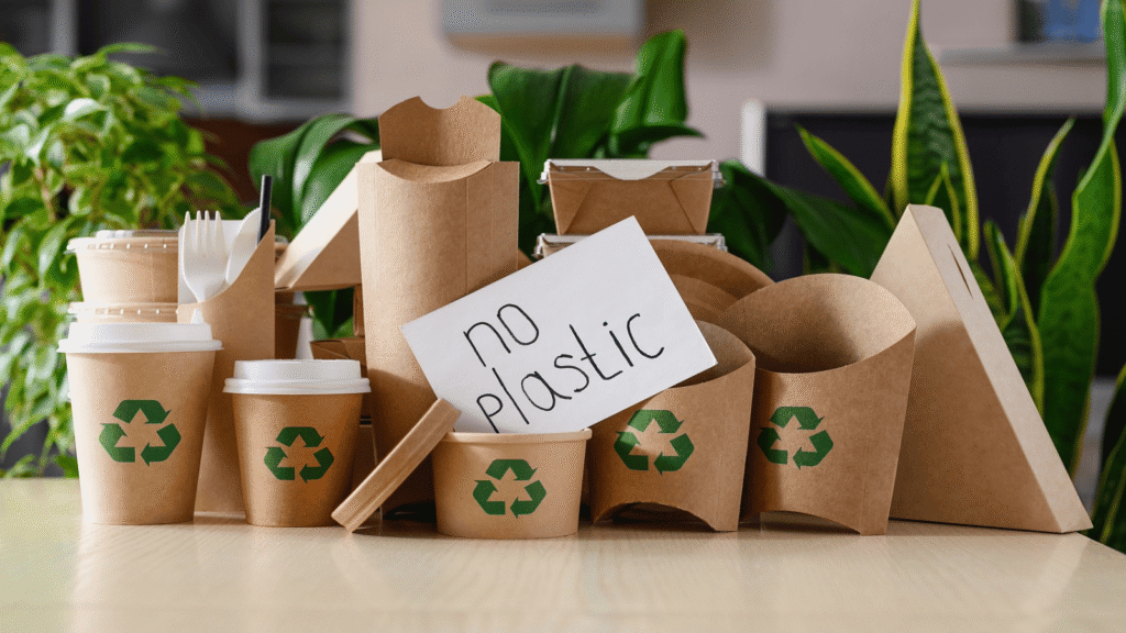 Variety of disposable food packaging items