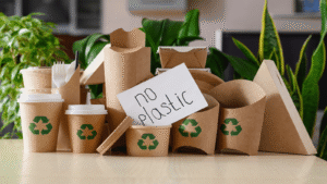 Variety of disposable food packaging items