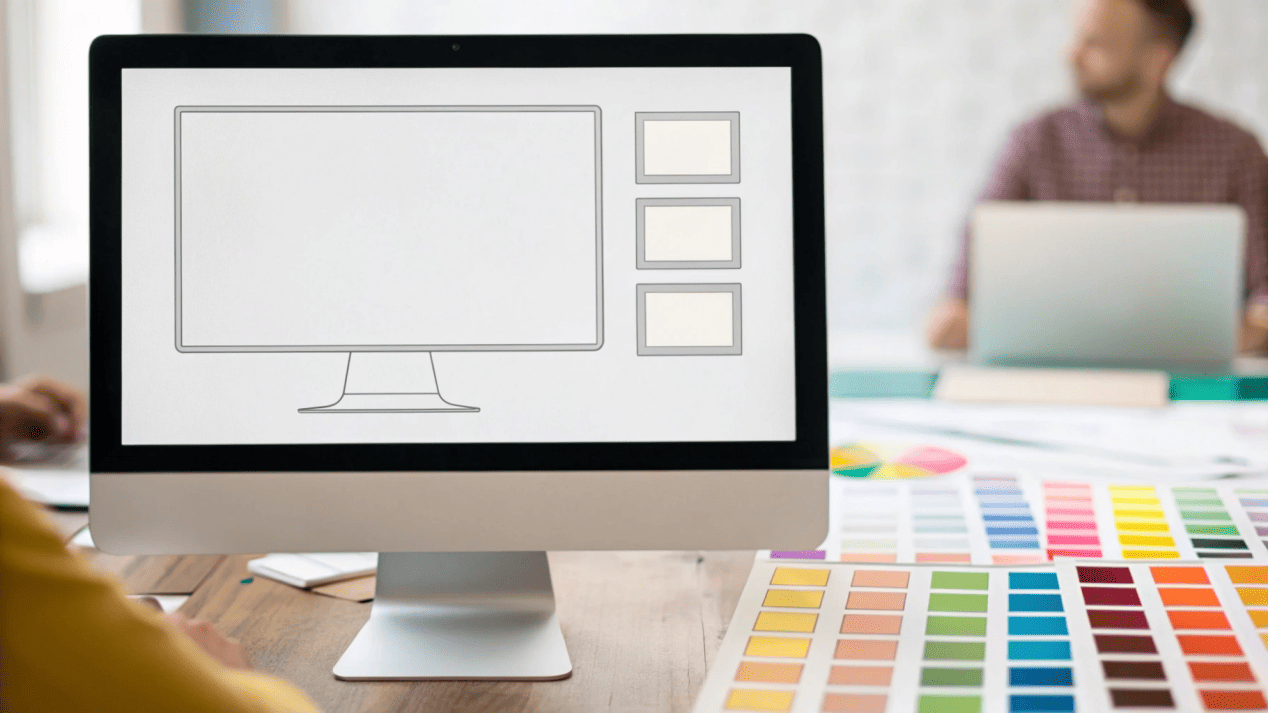 A split image showing a client's design file (OEM) and a factory's design team brainstorming (ODM)