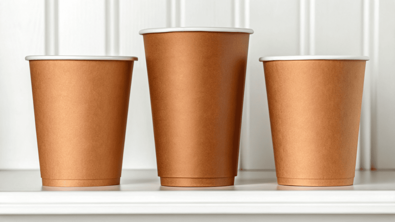 Ice cream cups in 4oz, 8oz, 16oz, and 32oz sizes lined up from left to right