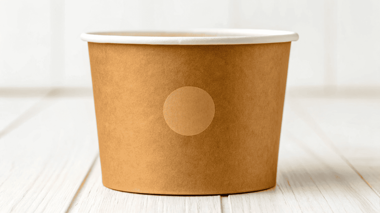 A branded Kraft soup cup with a simple, bold design