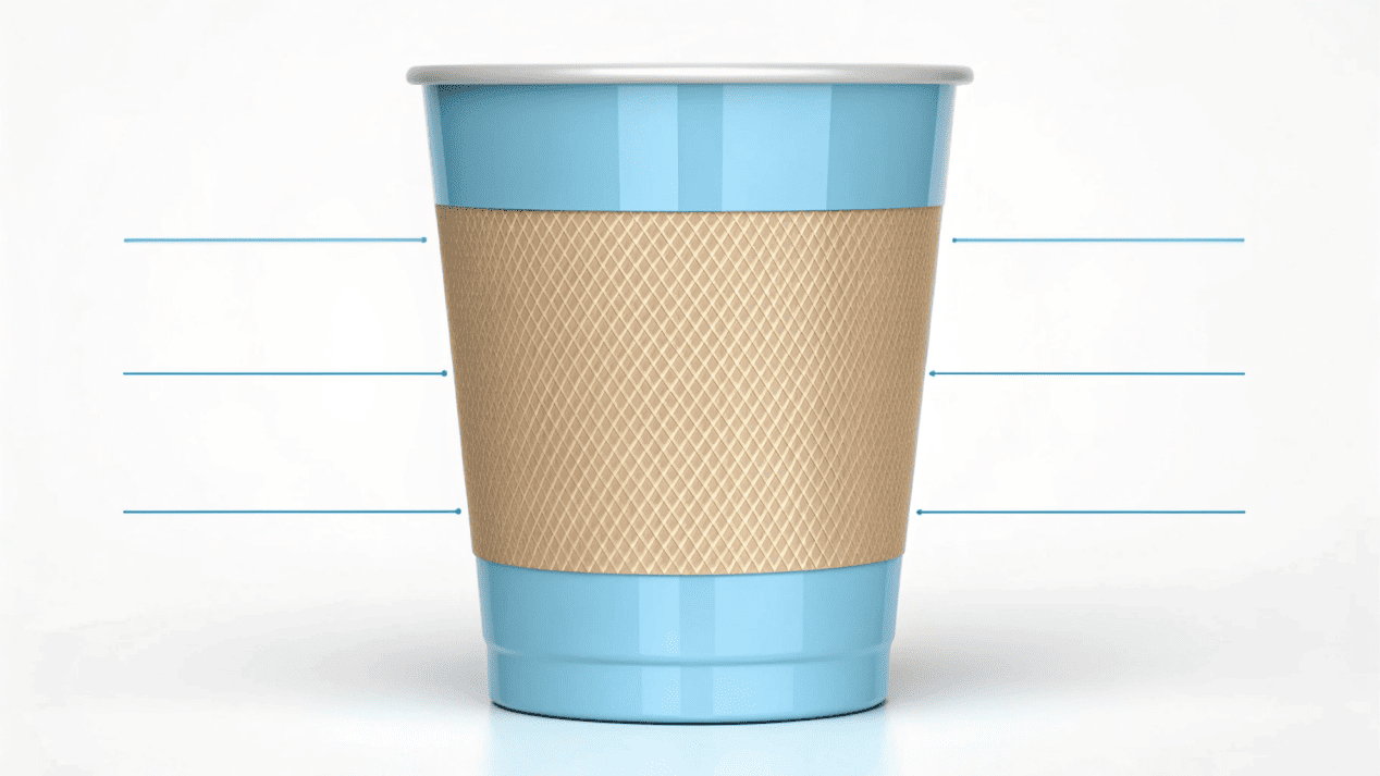 A cross-section diagram showing the inner and outer PE layers on a double-coated cup