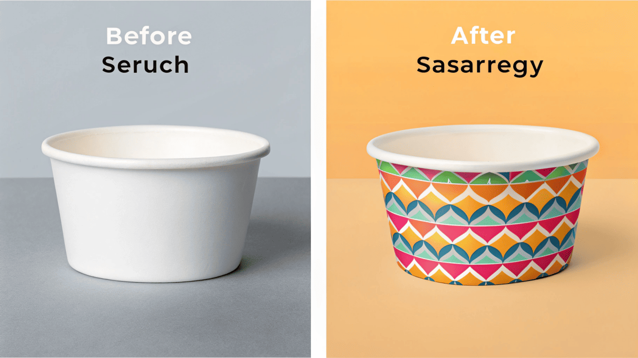 A case study infographic showing the before (generic bowl) and after (custom bowl) and the positive results