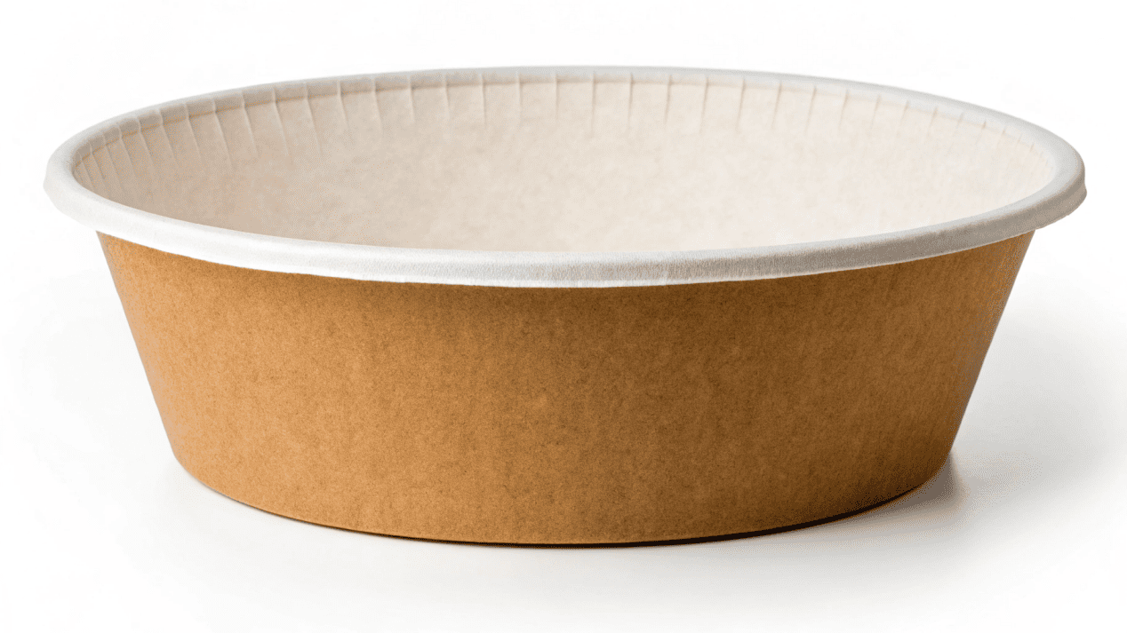 A cross-section of a heavy-duty paper bowl showing the thick paperboard and the inner [PLA lining](https://papercupshkl.com/are-soup-paper-bowls-environmentally-friendly-2/)<sup id=