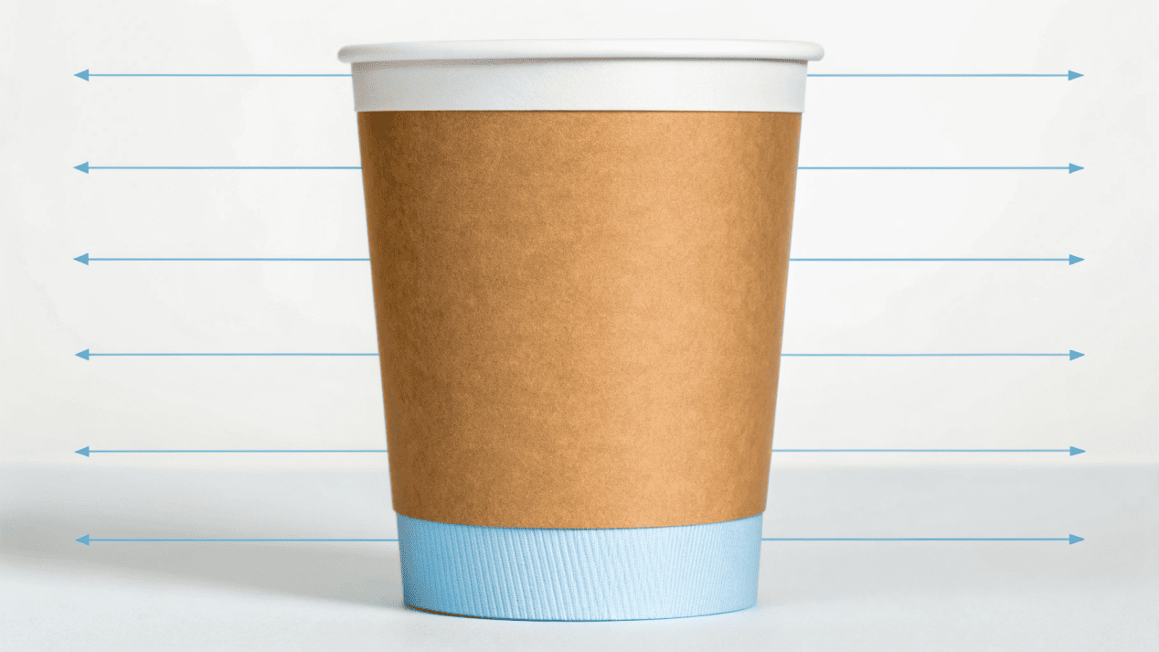 An illustration showing the cross-section of a paper cup and its inner lining