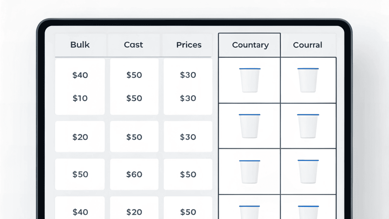 An animated calculator showing the calculation of bulk costs for plastic cups