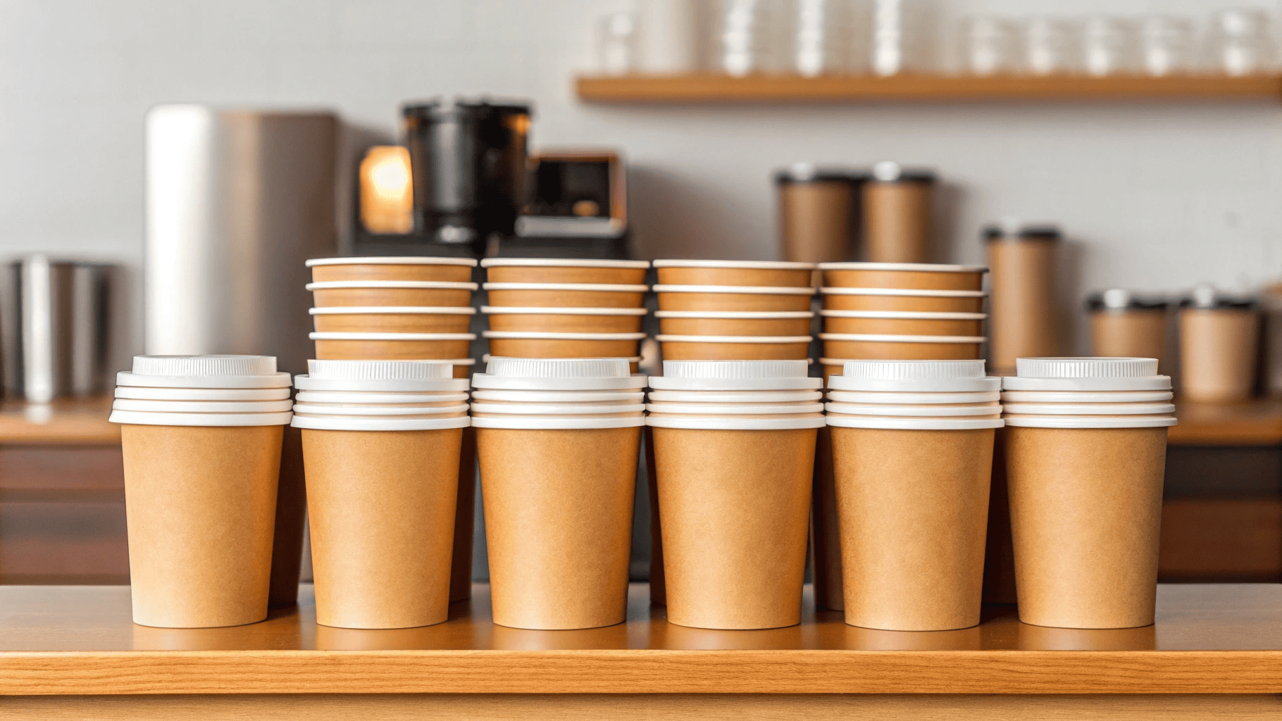 Stackable compostable bowls and lids ready for fast-paced service in a café setting