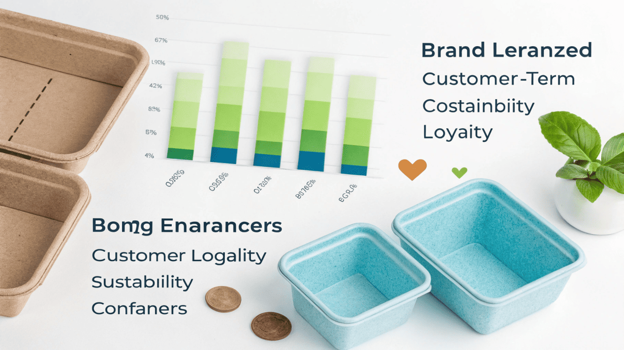 A chart comparing the long-term value of paper vs. plastic containers, including brand lift and customer loyalty