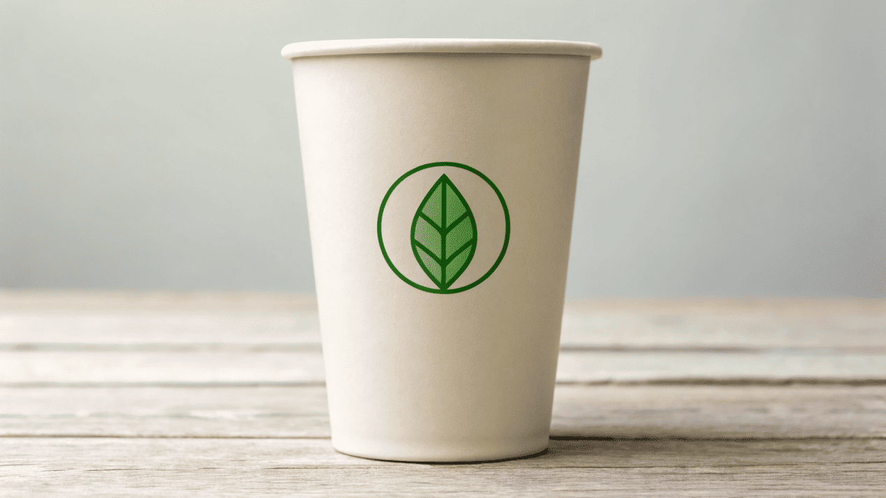 BPI Compostable Certification Meaning The BPI Compostable certification logo prominently displayed on a paper cup