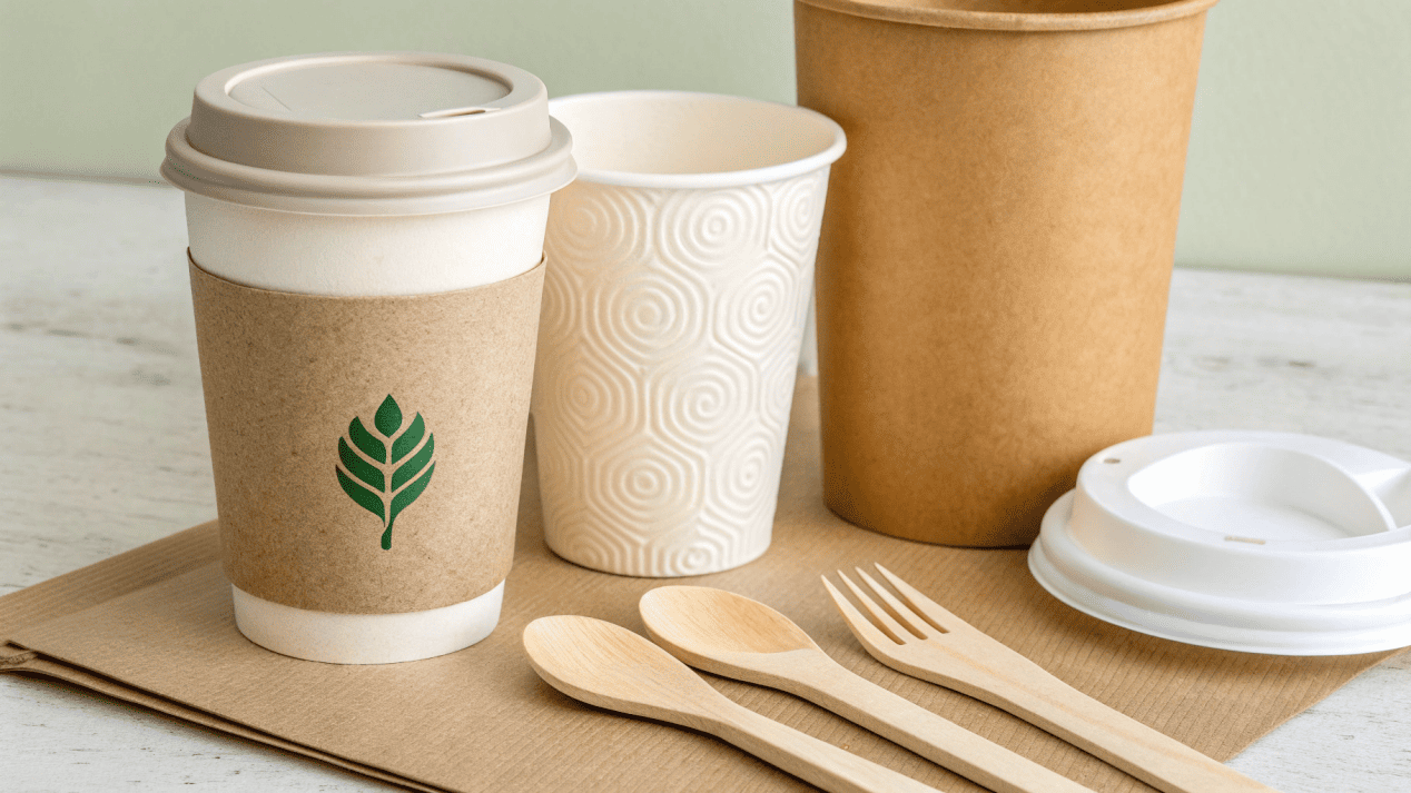 Scope of BPI Certified Products A variety of BPI certified products: a cup, a lid, cutlery, and a compostable bag