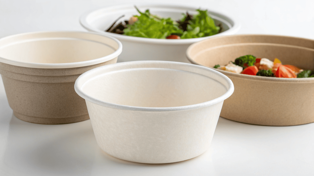 Food-Safe Materials for Soup Containers A side-by-side comparison of different soup container materials: PP plastic, paperboard, and bagasse.