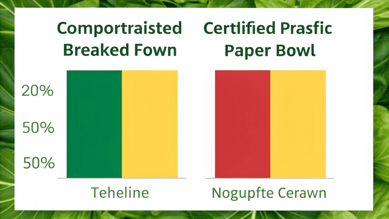 An infographic showing the compost time of a certified compostable bowl versus other materials