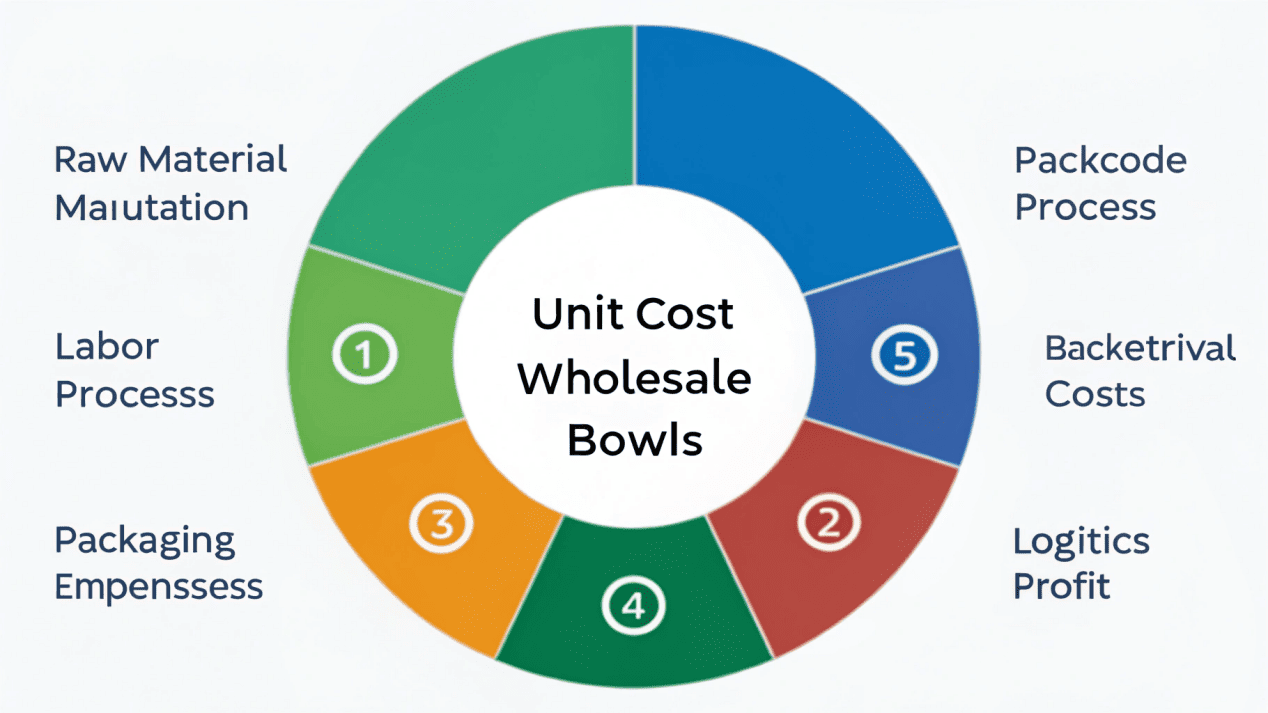 An infographic breaking down the cost per unit for a wholesale paper bowl