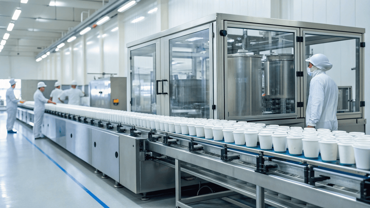 A state-of-the-art factory machine forming and printing custom paper cups.