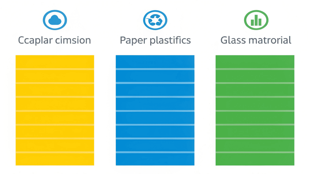 An infographic comparing the carbon footprint of paper, plastic, and glass