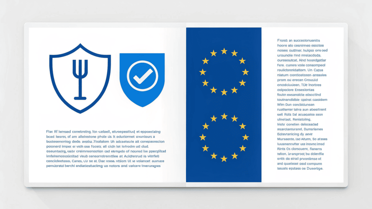 A graphic showing the logos of the EU and US FDA next to legal text