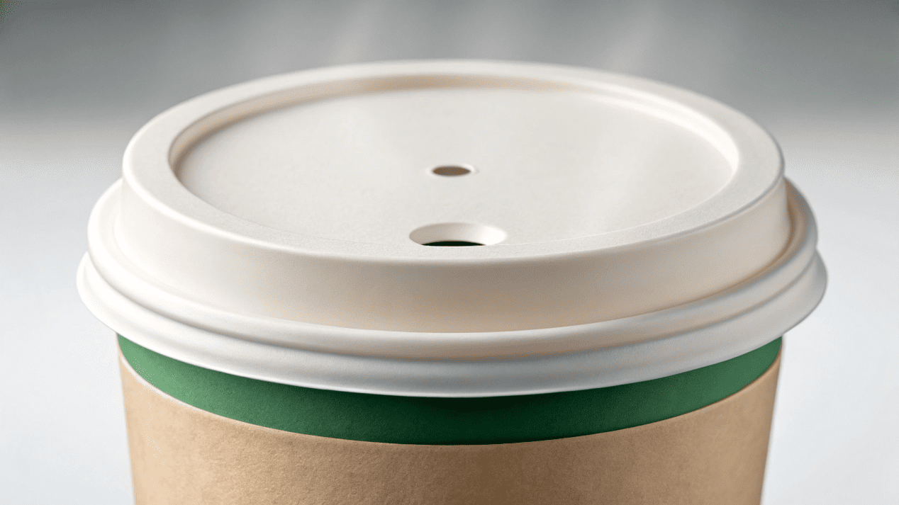 Vented Lid for Spill Prevention A close-up of a vented soup container lid showing the small steam-release hole