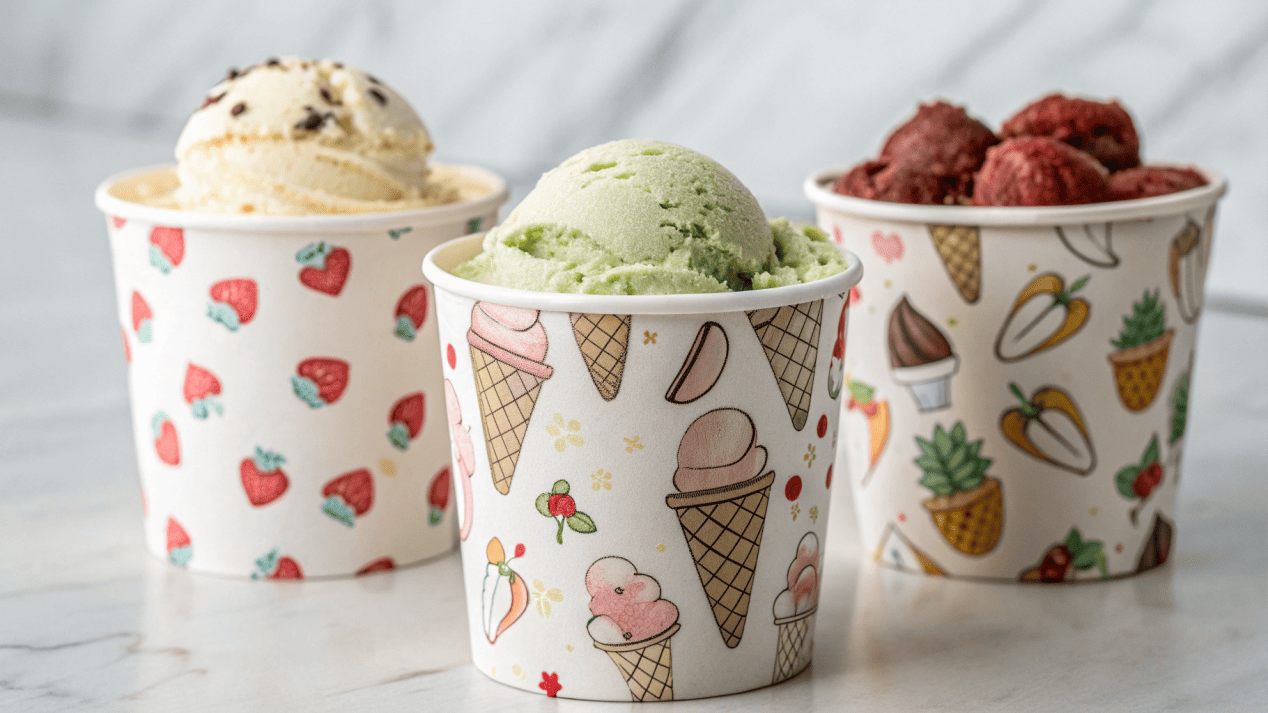 Custom Branded Ice Cream Cups Ice cream cups with custom branding and logos