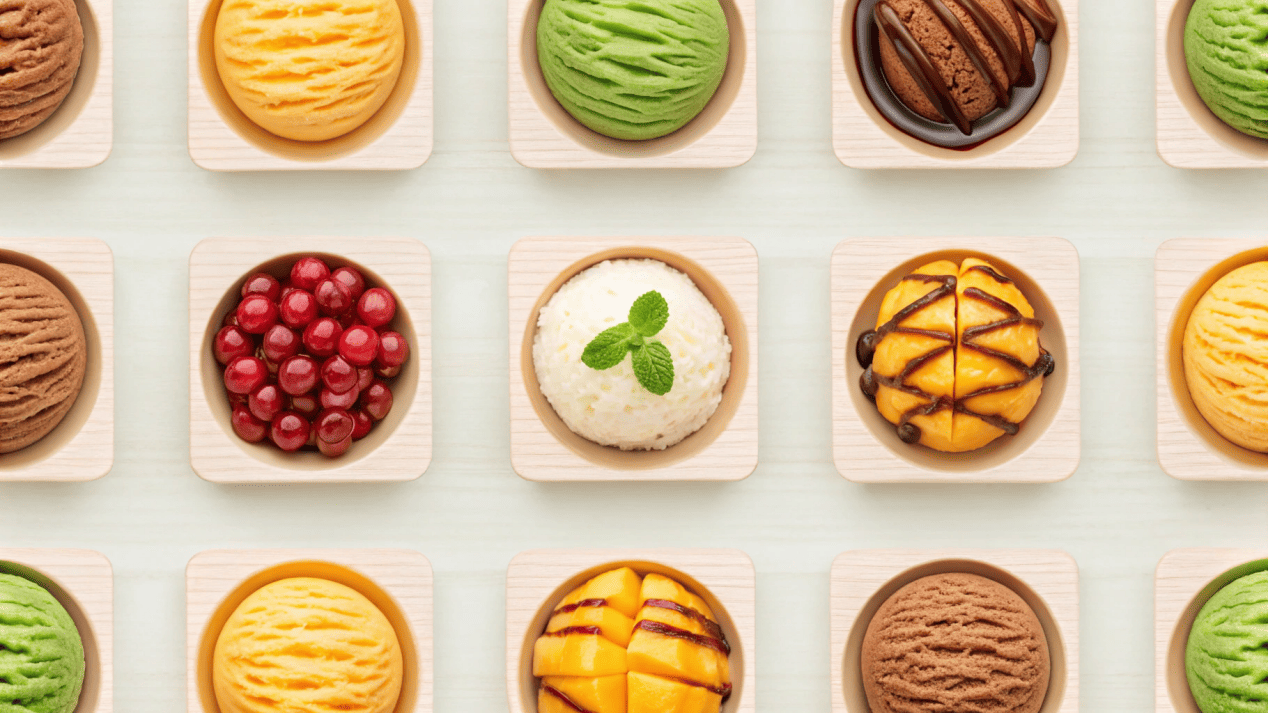 What is Specialty Ice Cream? A collage of specialty ice cream treats with unique flavors and toppings.