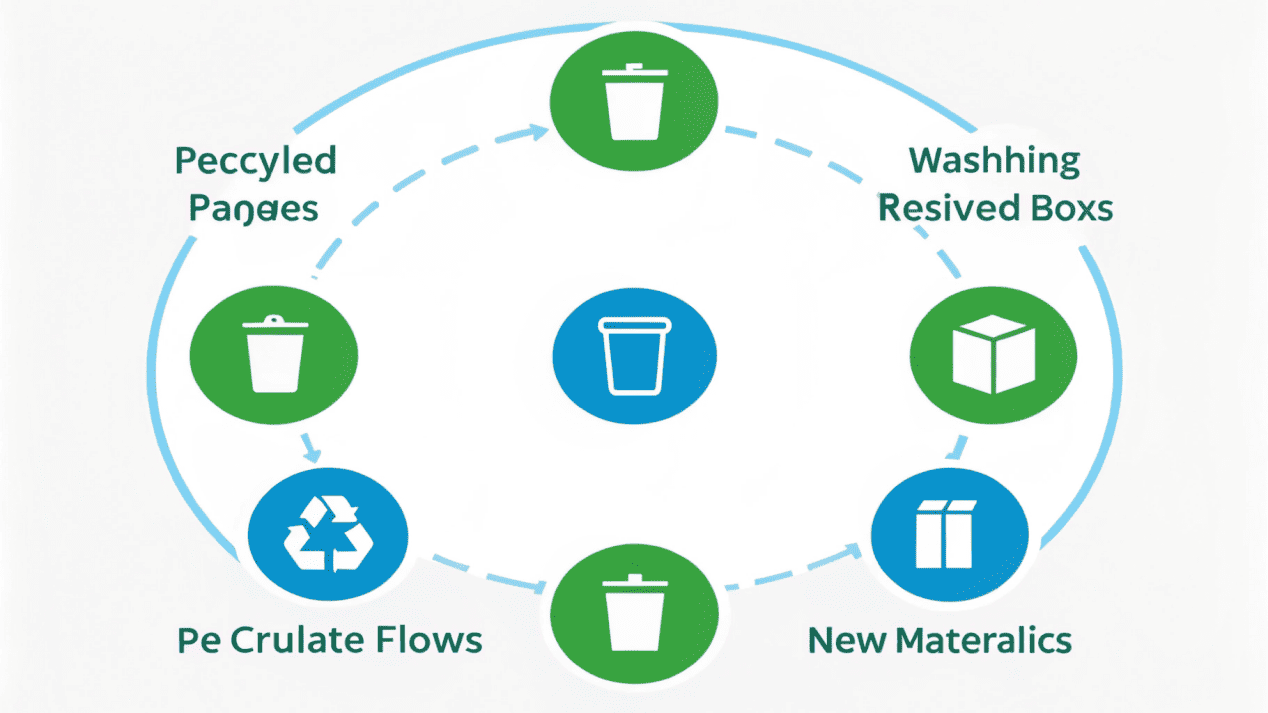 An infographic showing the recycling process for PE coated paper, from collection to pulp separation.