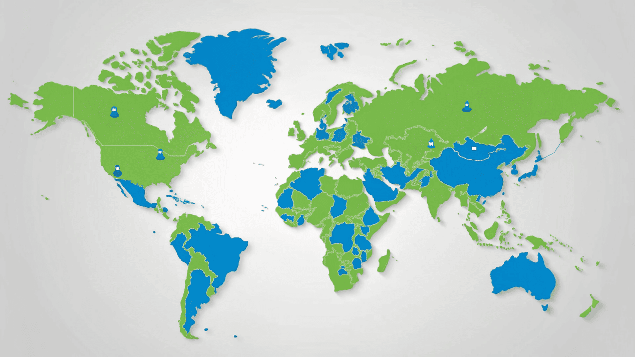 A world map highlighting the USA, Europe, and Asia as hubs for PLA production and export