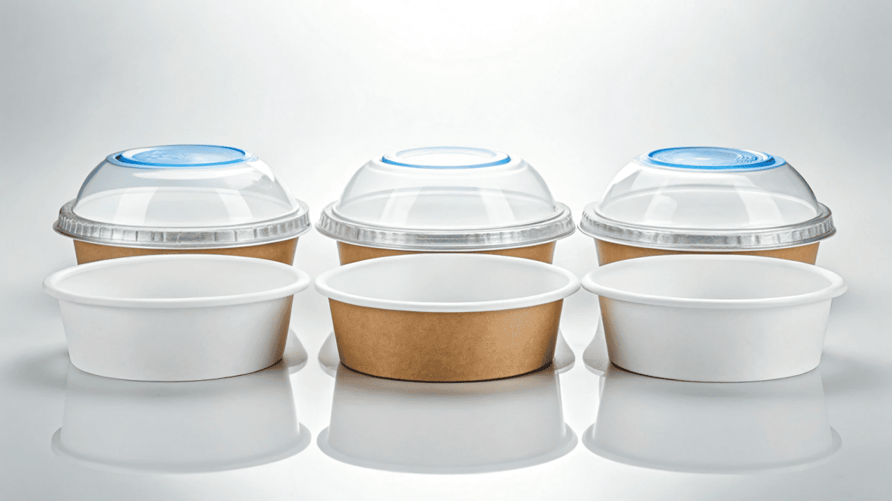Different lid types for paper bowls