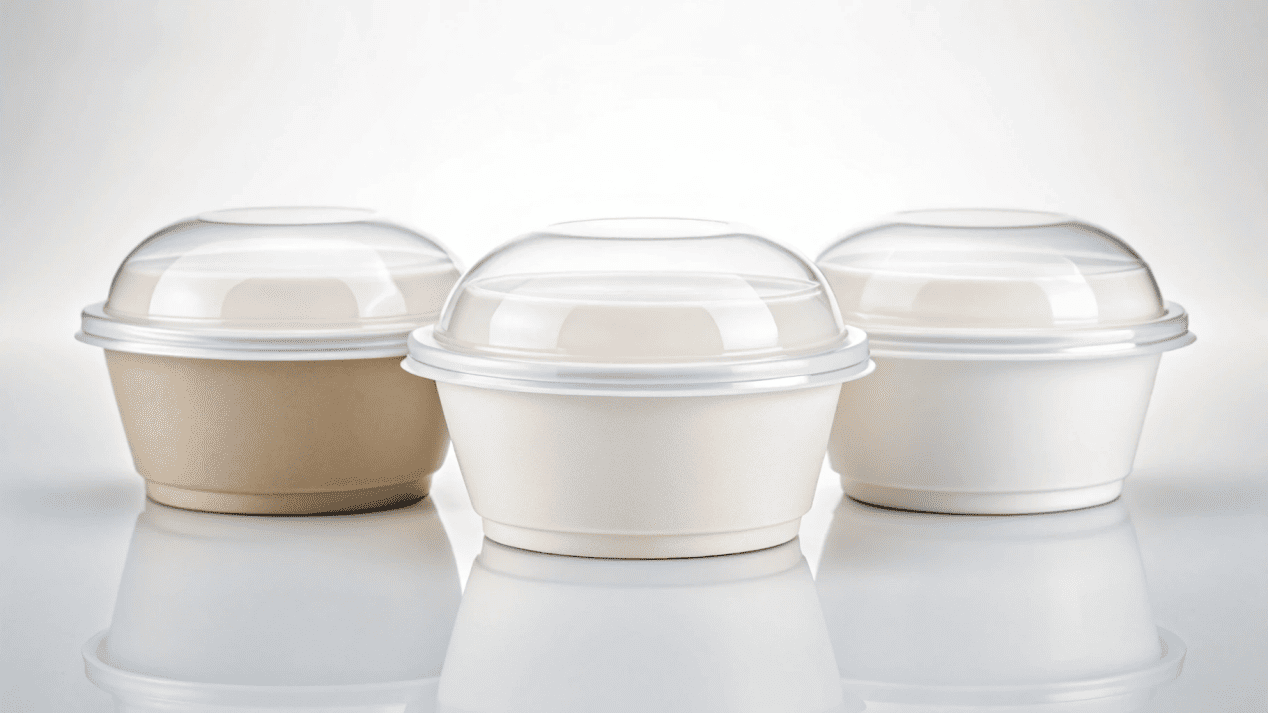 Various lid materials like PP, PET, CPLA, paper