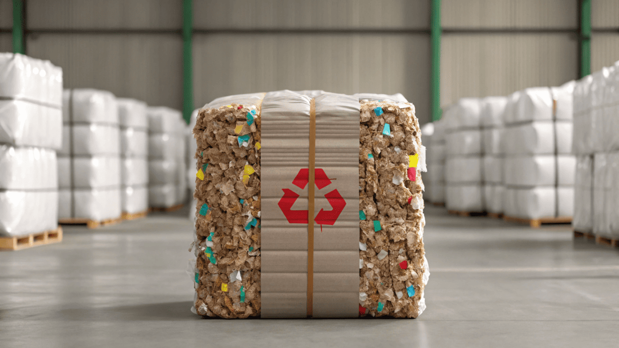 Paper Cup Contamination in Recycling A "contamination" sign on a bale of recycled paper due to mixed materials