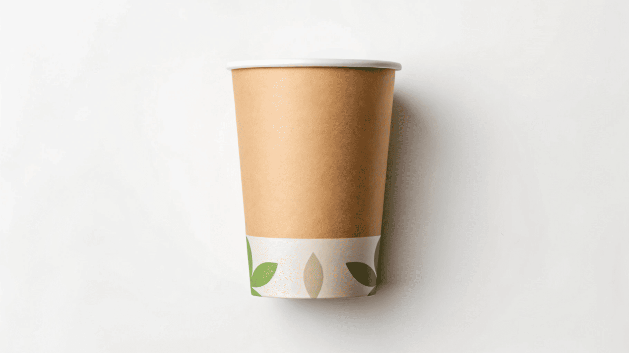 Branding Sustainability on a Paper Cup A paper cup with a design that includes the FSC logo and the message "Made from Responsibly Sourced Paper".