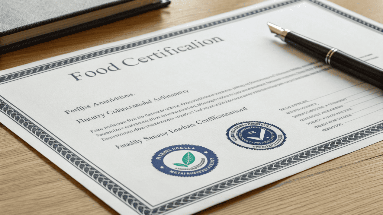 Food-Grade Safety Certifications for Paper Cups Logos of food safety certifications like FDA and BRC displayed on a certificate.
