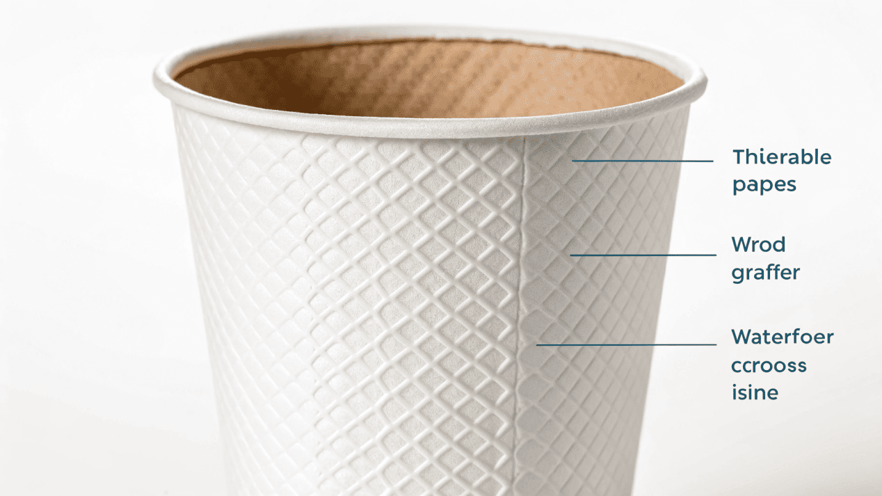 A cross-section of a paper cup showing the thin inner lining.