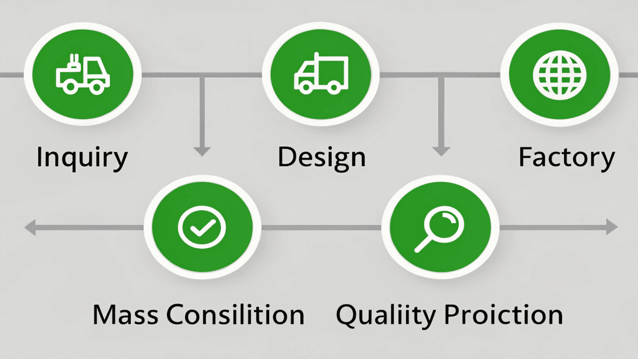 An infographic showing the five steps of the wholesale ordering process for paper cups