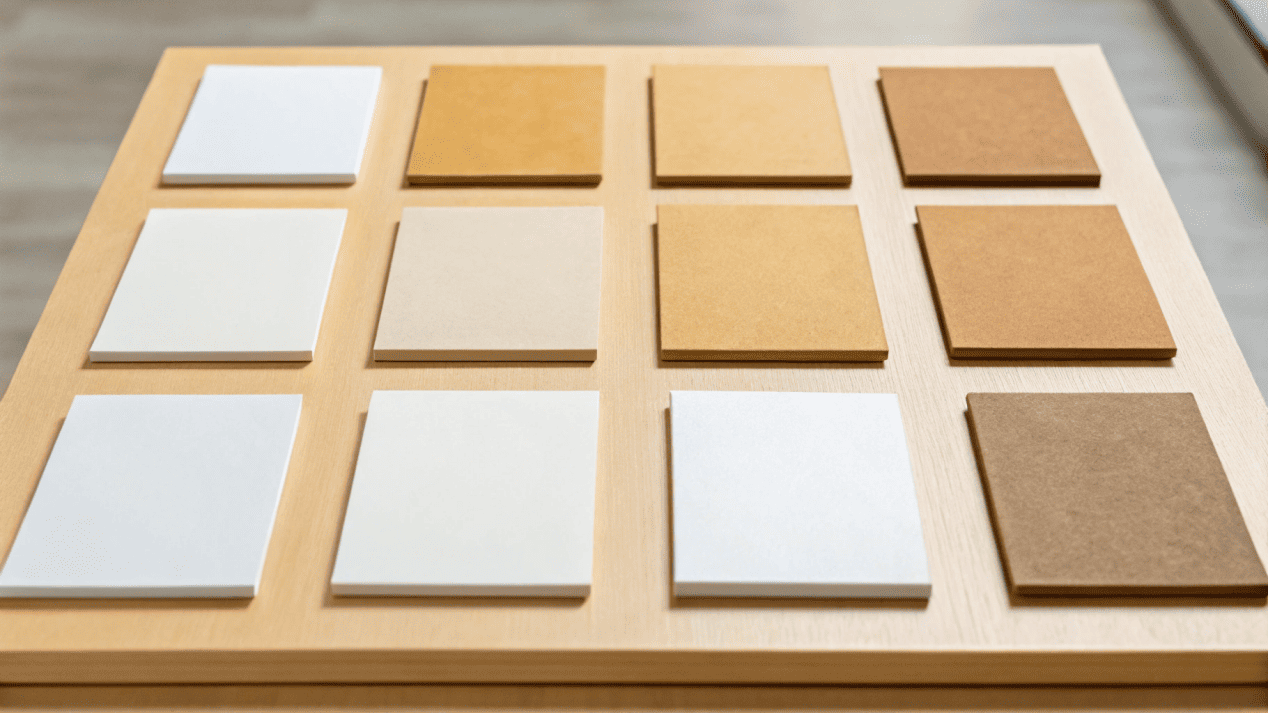 Paperboard samples with measurement units labeled