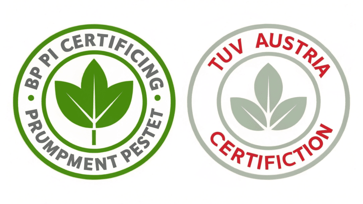 A collage of BPI and TÜV Austria certification logos