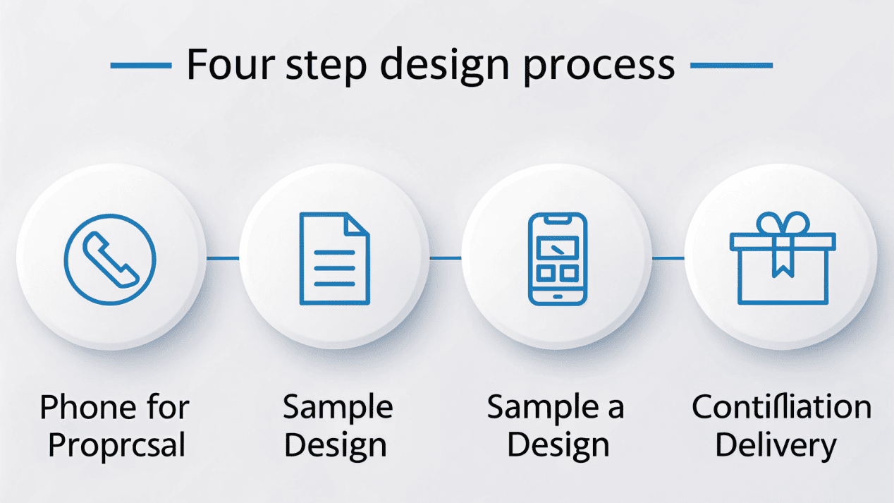 Simple Custom Cup Design Process A diagram showing the 4-step custom design process from consultation to production.