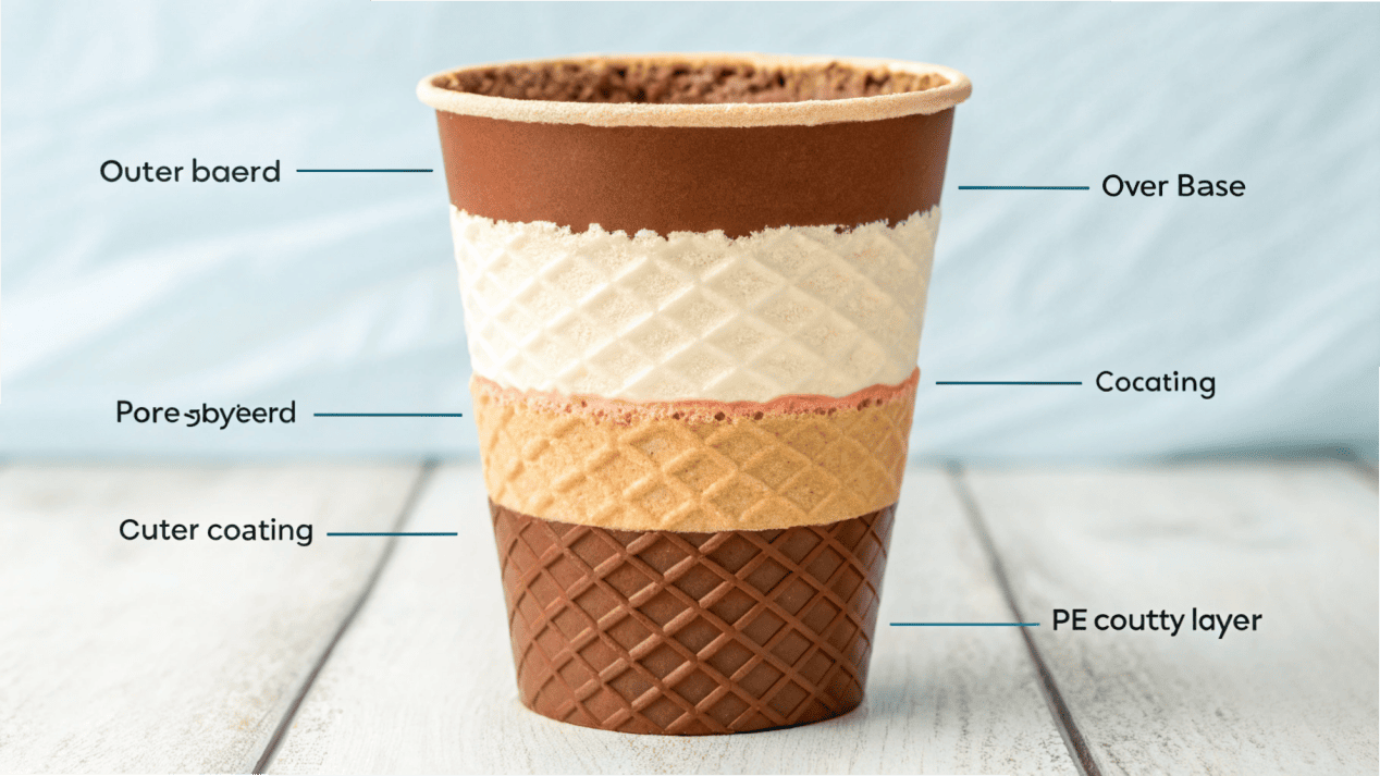 A diagram showing the layers of a double PE-lined ice cream cup.