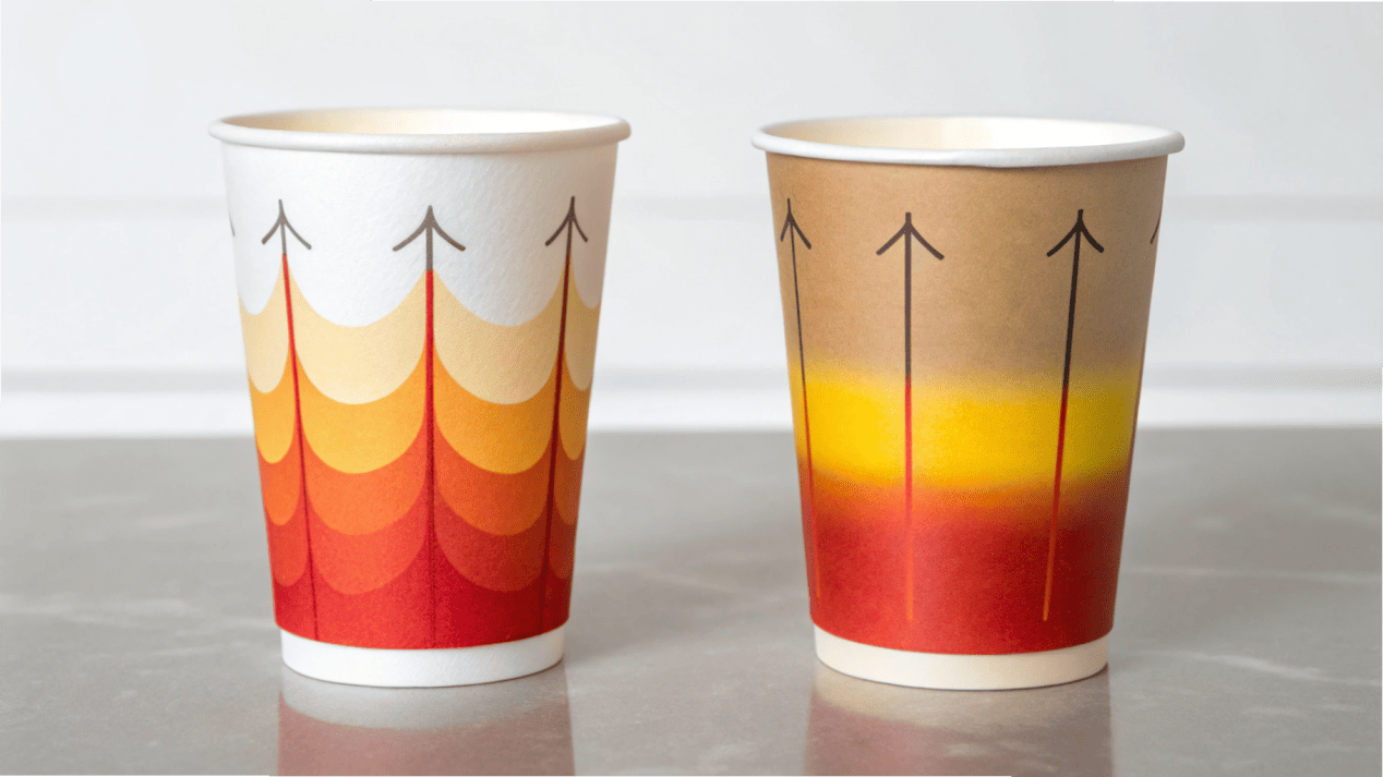 Insulation of Single Wall vs. Double Wall Cups A diagram showing the heat transfer difference between a single wall and a double wall cup.