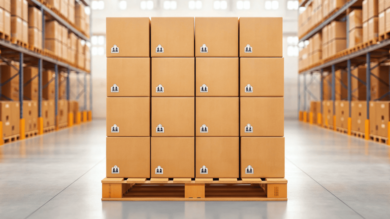 A pallet of custom-branded boxes ready for shipping, symbolizing a growth partnership.