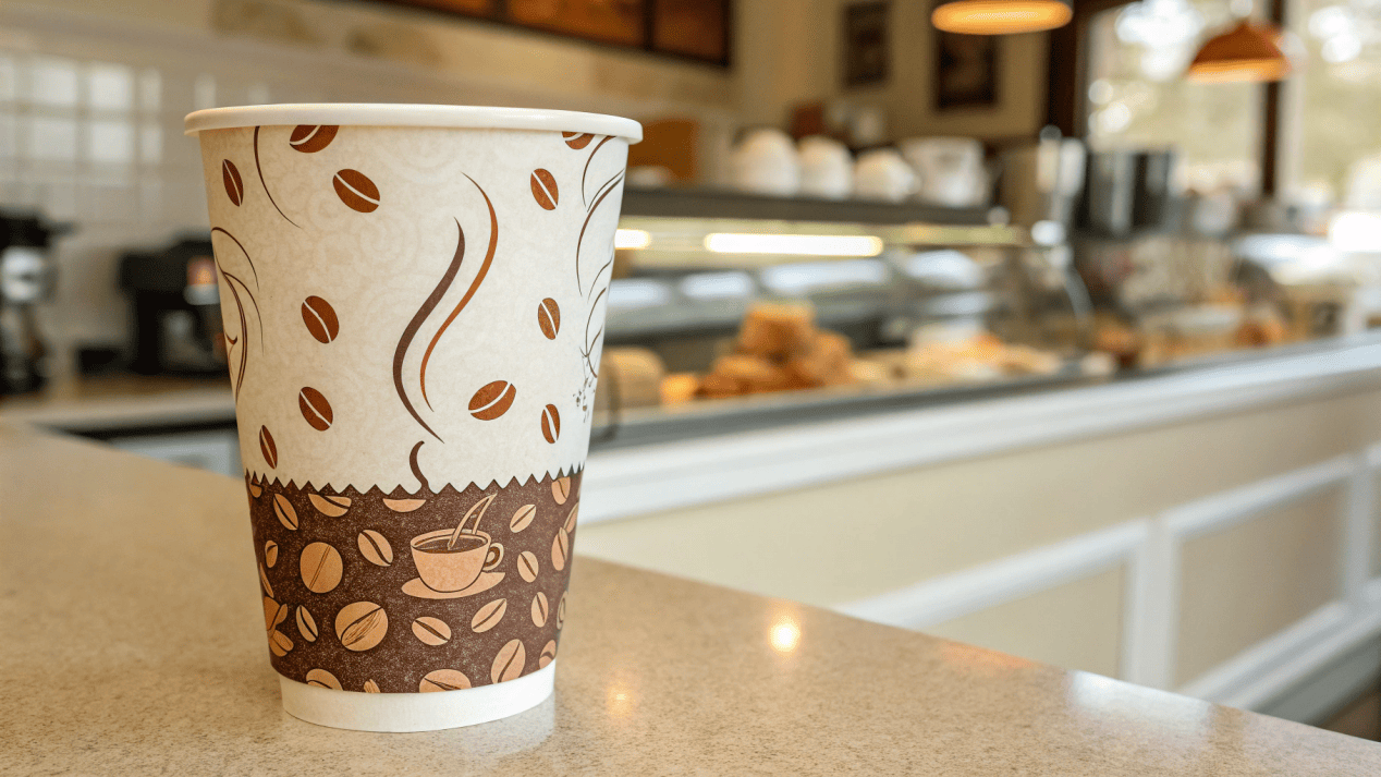 Cross-Promotion on Custom Cups An ice cream cup that has a coupon for a local coffee shop printed on the side.