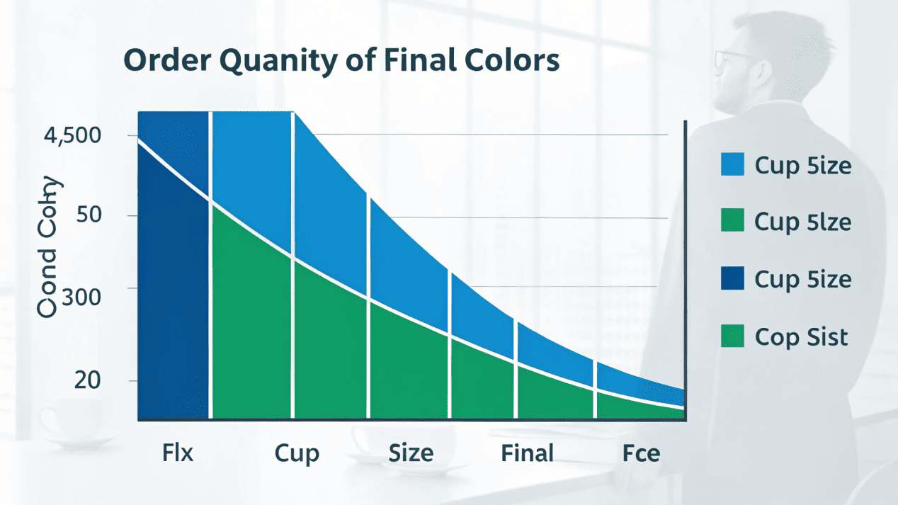 Custom Ice Cream Cup Cost Analysis An infographic showing the relationship between order quantity, number of colors, cup size, and final cost.