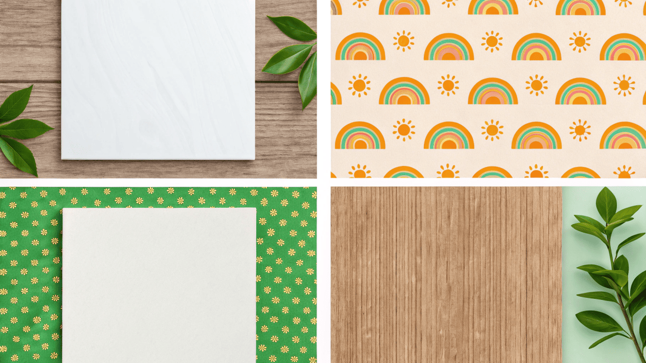 Current Ice Cream Cup Design Trends A mood board showing the four popular design trends: minimalism, playful patterns, artisanal, and eco-conscious.